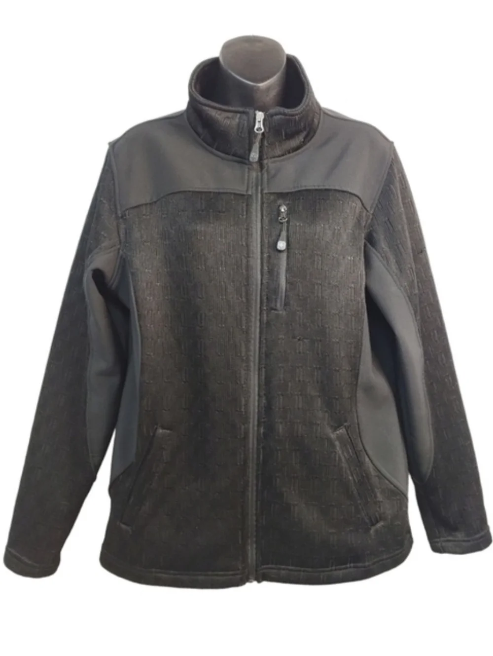 Swiss Tech Men's 2-Tone Dual Fabric Black Zip Up Jacket Size L